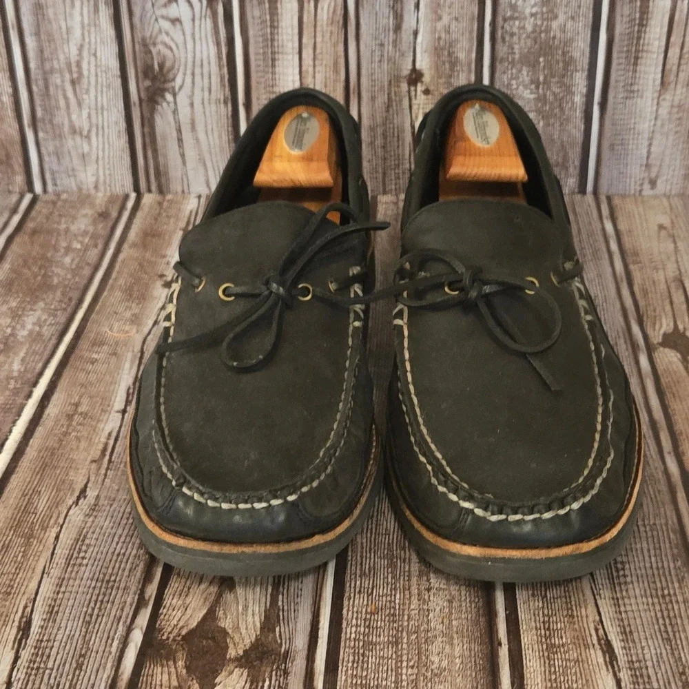 Sz 11 M Mens Cole Haan Pinch Rugged Camp Moc Black‎ Leather Cushioned Boat Shoes